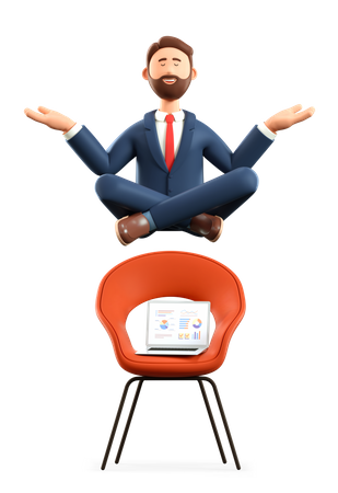 Meditating businessman  3D Illustration