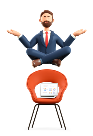 Meditating businessman 3D Illustration