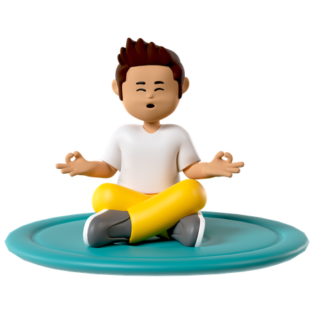 Meditation Relaxing Boy  3D Icon