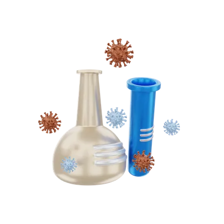 Medizinische Flasche und Reagenzglas  3D Illustration