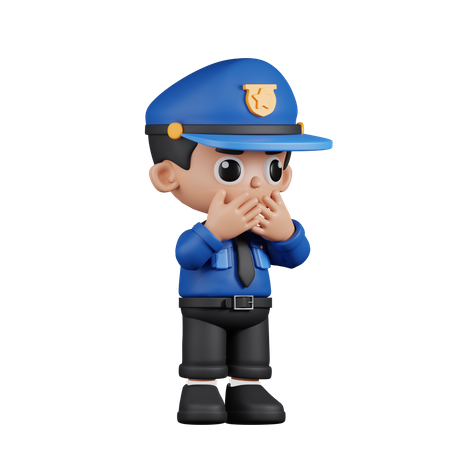 Policial com medo  3D Illustration
