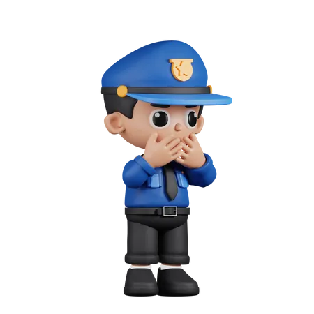Policial com medo  3D Illustration