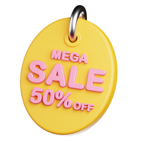Mega Sale 50 Percent Off Tags  3D Icon