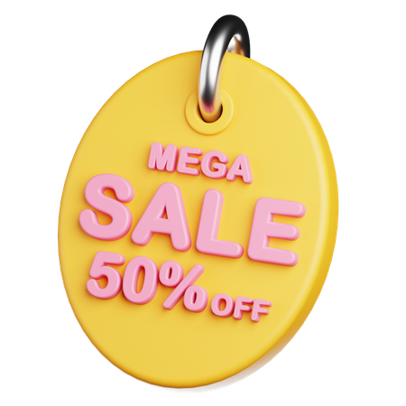 Mega Sale 50 Percent Off Tags  3D Icon