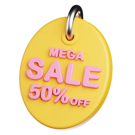 Mega Sale 50 Percent Off Tags  3D Icon