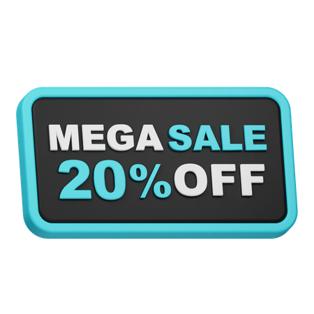 Mega liquidação 20% de desconto  3D Icon