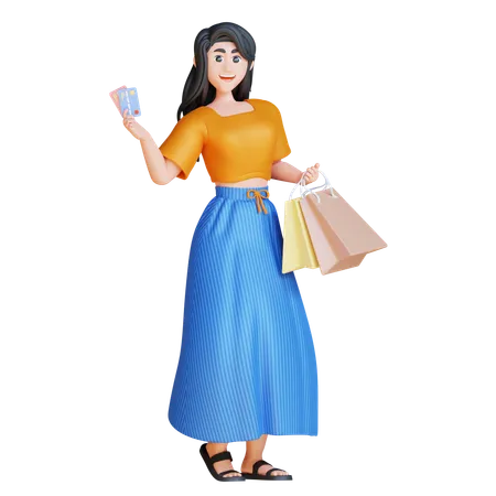 Megan Holding A Card  3D Illustration