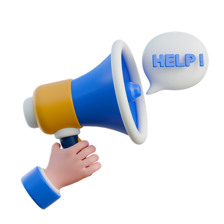 Megaphhone Urgent Assistance and Support Concept  3D Icon