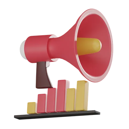 Megaphone Bar Graph And Business Icons Symbolizing Marketing Strategy Financial Growth Ideal For Presentations Reports And Digital Marketing Concepts 3 D Render 3D Icon