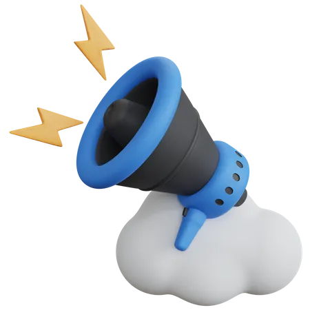 3 D Rendering Megaphone Above The Clouds Isolated 3D Icon