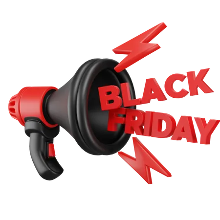 Megaphone With Black Friday Letters 3D Icon
