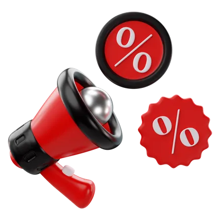 3 D Rendering Of Black Friday Megaphone Icon 3D Icon