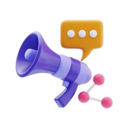 Megaphone chat and share 3d icon  3D Icon