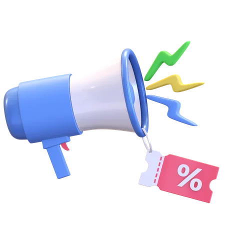 Megaphone discount  3D Illustration