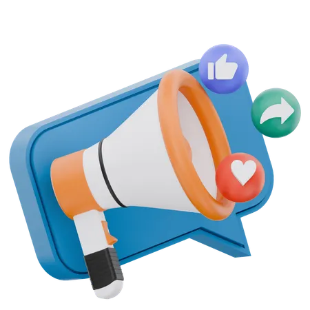 Megaphone Social Media Marketing Campaigns  3D Icon