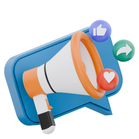 Megaphone Social Media Marketing Campaigns  3D Icon