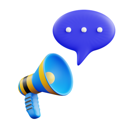 Megaphone with Chat  3D Icon