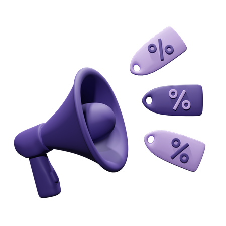 Megaphone With Dicount  3D Icon