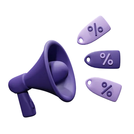 Megaphone With Dicount  3D Icon