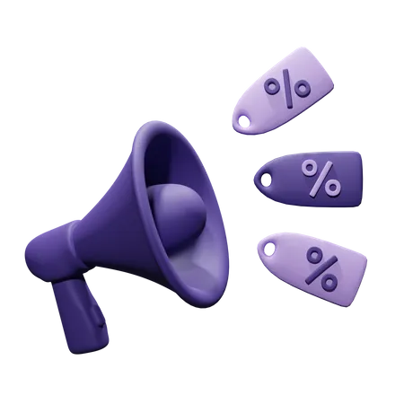 Megaphone With Dicount Download This Item Now 3D Icon