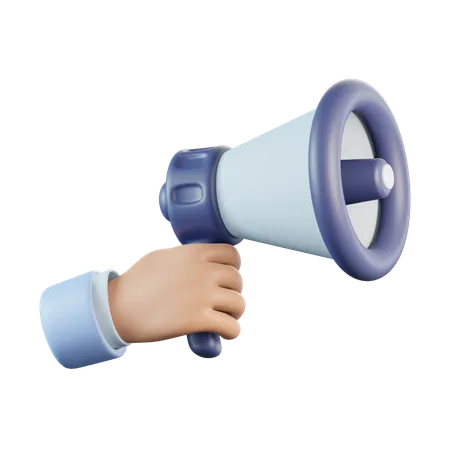 Megaphone with hand  3D Icon