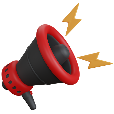 Megaphone With Lightning  3D Icon