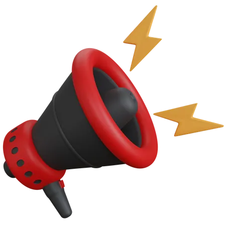 Megaphone With Lightning  3D Icon