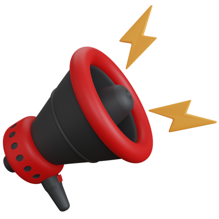 Megaphone With Lightning 3D Icon