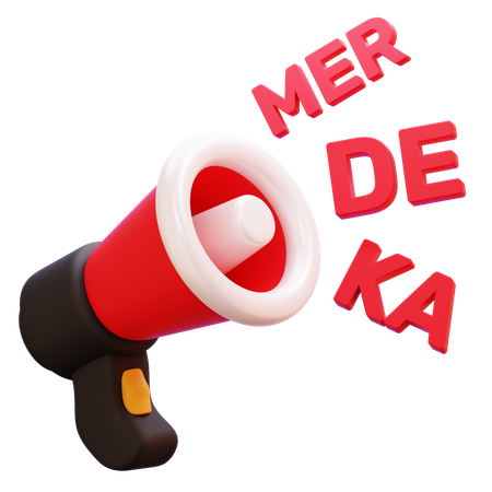 Megaphone With Merdeka Word  3D Icon