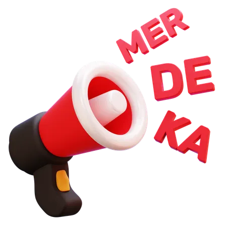 Megaphone With Merdeka Word  3D Icon