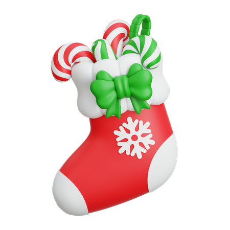 Meia de natal com doces  3D Icon