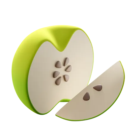 Meia maçã verde  3D Icon