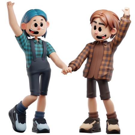 Solidarité entre meilleurs amis  3D Illustration