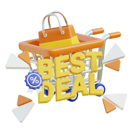 Carrito de compras con la mejor oferta  3D Icon