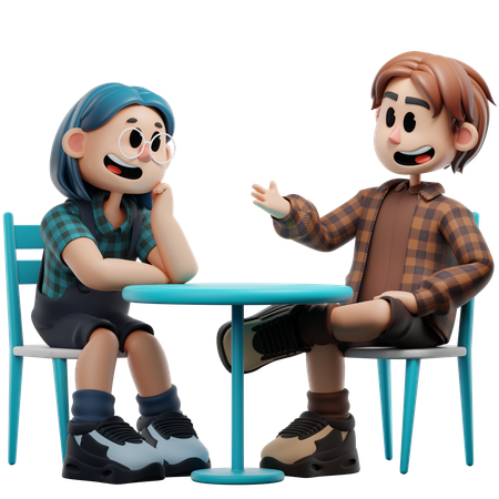 Mejores amigos conversando juntos de forma divertida  3D Illustration