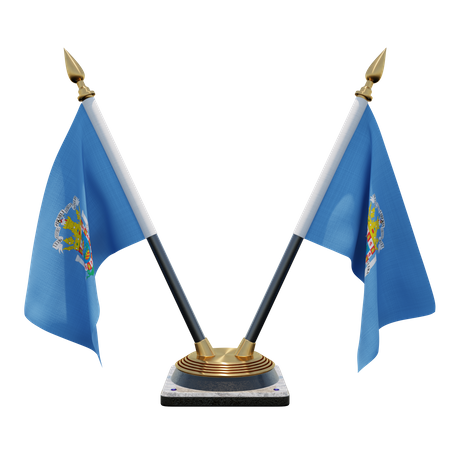 Melilla Double Desk Flag Stand  3D Flag