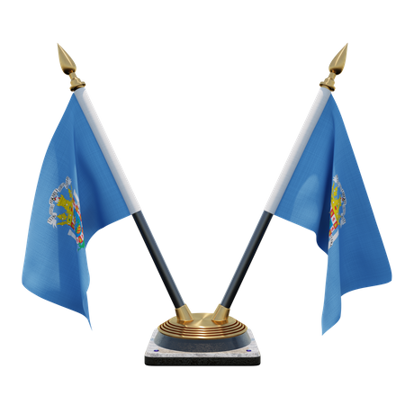 Melilla Double (V) Desk Flag Stand  3D Icon