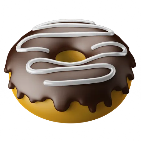 Donut With Chocolate Icing Melting Western Dessert 3 D Icon Illustration 3D Icon