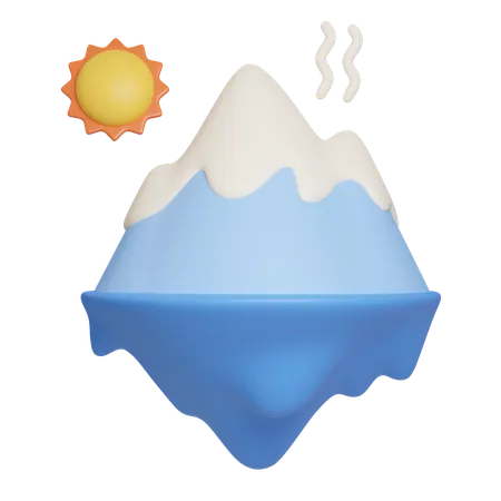Melting Iceberg And Global Warming Concept Eco Global Warming Icons 3 D Illustration 3D Icon