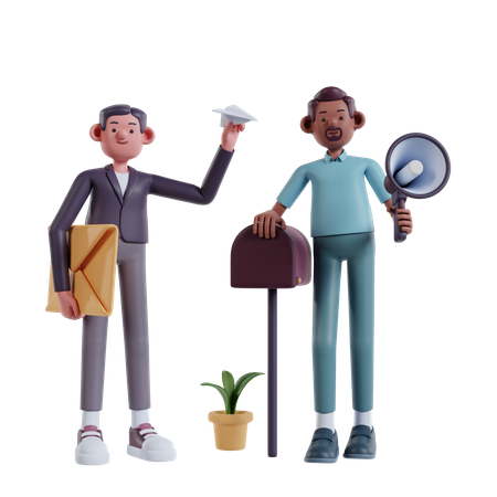 Men running marketing campaign via Email  3D Icon