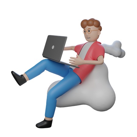 Men Working From Home With Laptop  3D Illustration