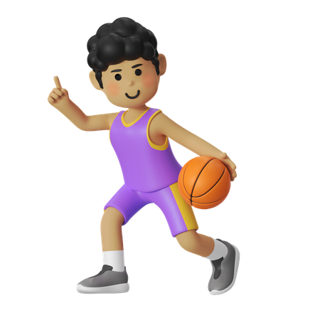 Garçon joueur de basket-ball meneur de jeu  3D Icon