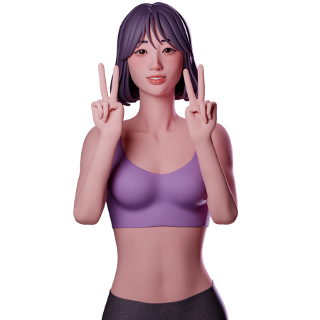 Menina acenando com a mão  3D Icon