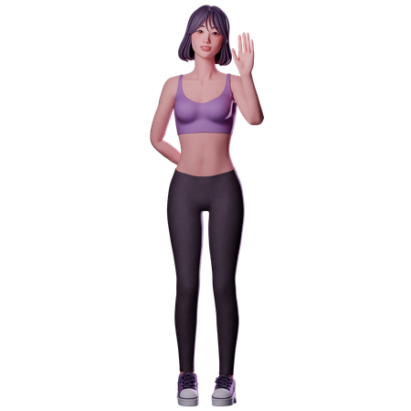 Menina acenando com a mão  3D Icon