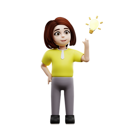 Aluna pensando em ideias  3D Illustration