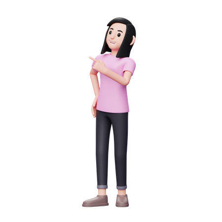 Menina apontando o dedo no lado esquerdo  3D Icon