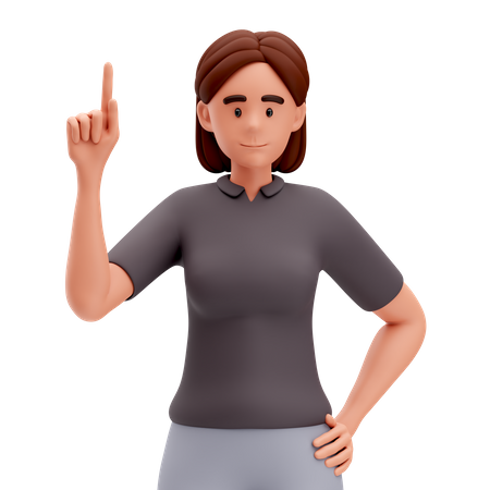 Menina apontando para cima com a mão esquerda  3D Icon