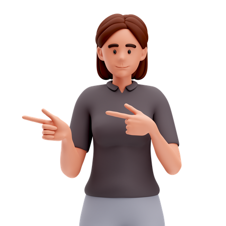 Menina apontando para o lado esquerdo com as duas mãos  3D Icon