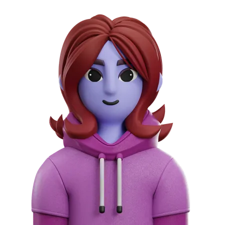 Cabelo curto de menina com jaqueta  3D Icon