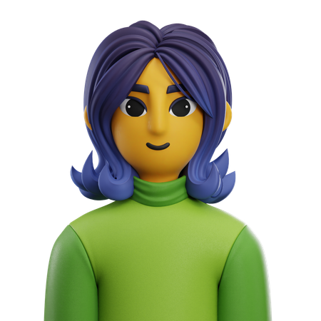 Cabelo curto de menina com suéter  3D Icon